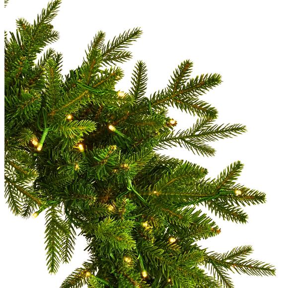 Seasonal LLC Prelit Dandan Pine Wreath 24 Inch 150 Warm LED Lights 375 Branches - Picture 2 of 5